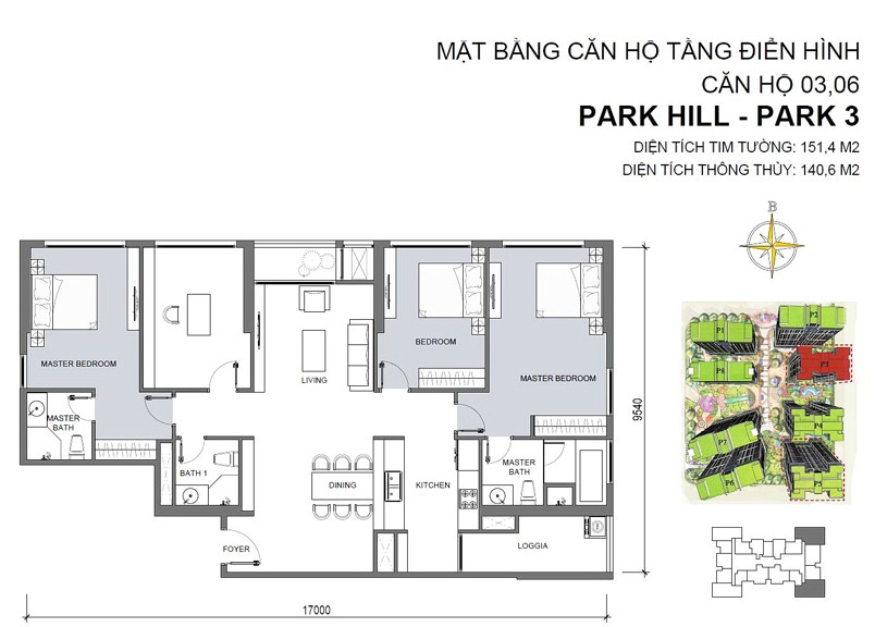 Thiết kế căn hộ 4 phòng ngủ tại Park 3 Vinhomes Times City 1