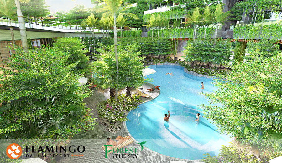Tiện ích bể bơi 4 mùa tại Forest Sky Villa Flamingo